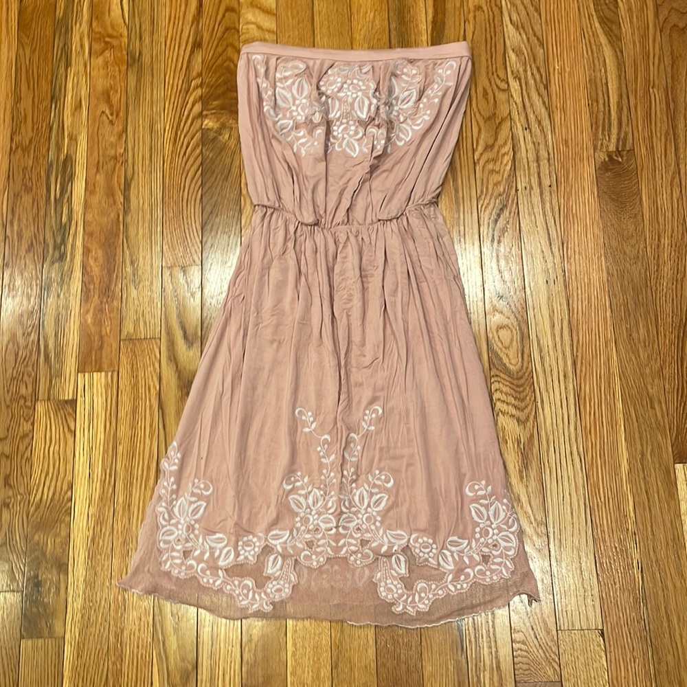 Victoria’s Secret Bra Top Dress Dusty Pink with White Lace Accents